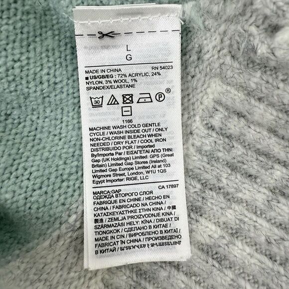 Gap Brushed Turtleneck Sweater Women L Striped Green Purple Relaxed Preppy Cozy - Picture 10 of 15